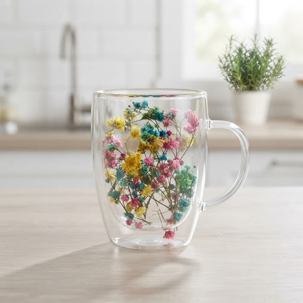 Double Wall Glass Flower Cup