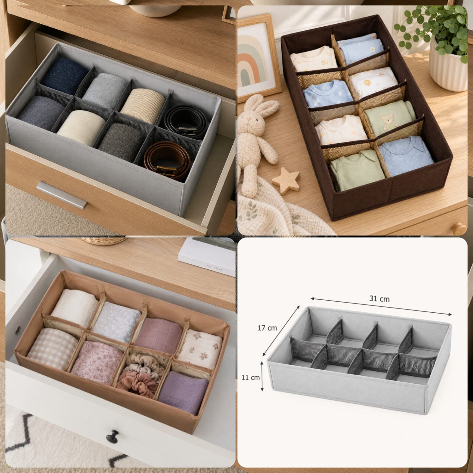 8-Grid Drawer & Accessories Organizer