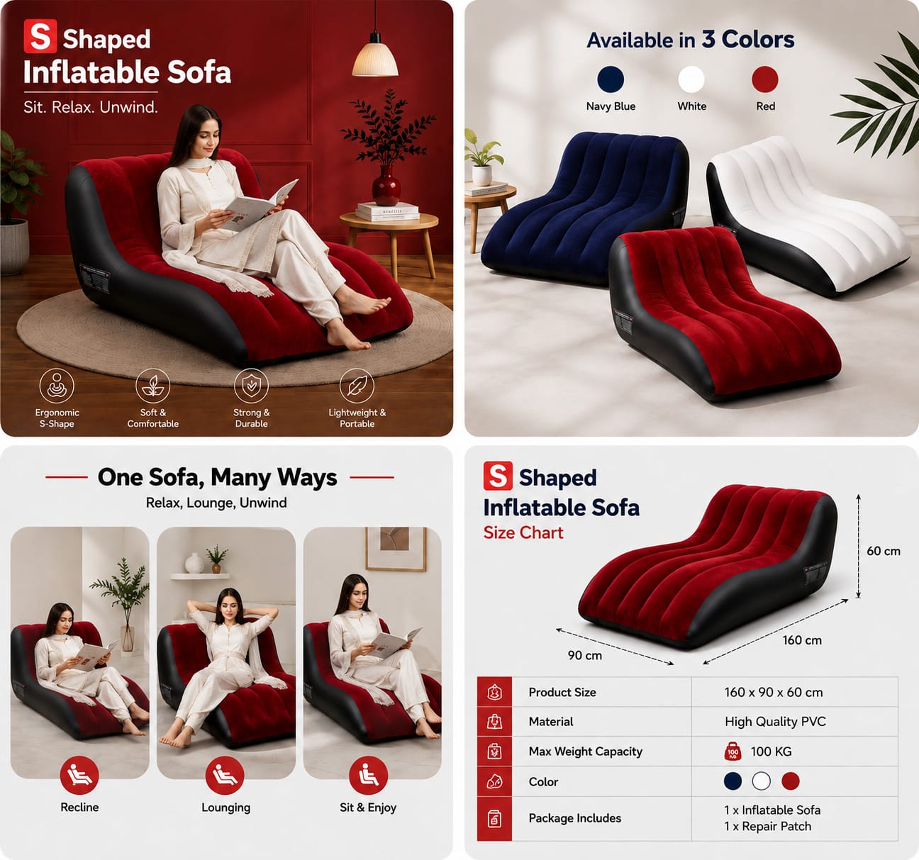 S Shape Inflatable Sofa