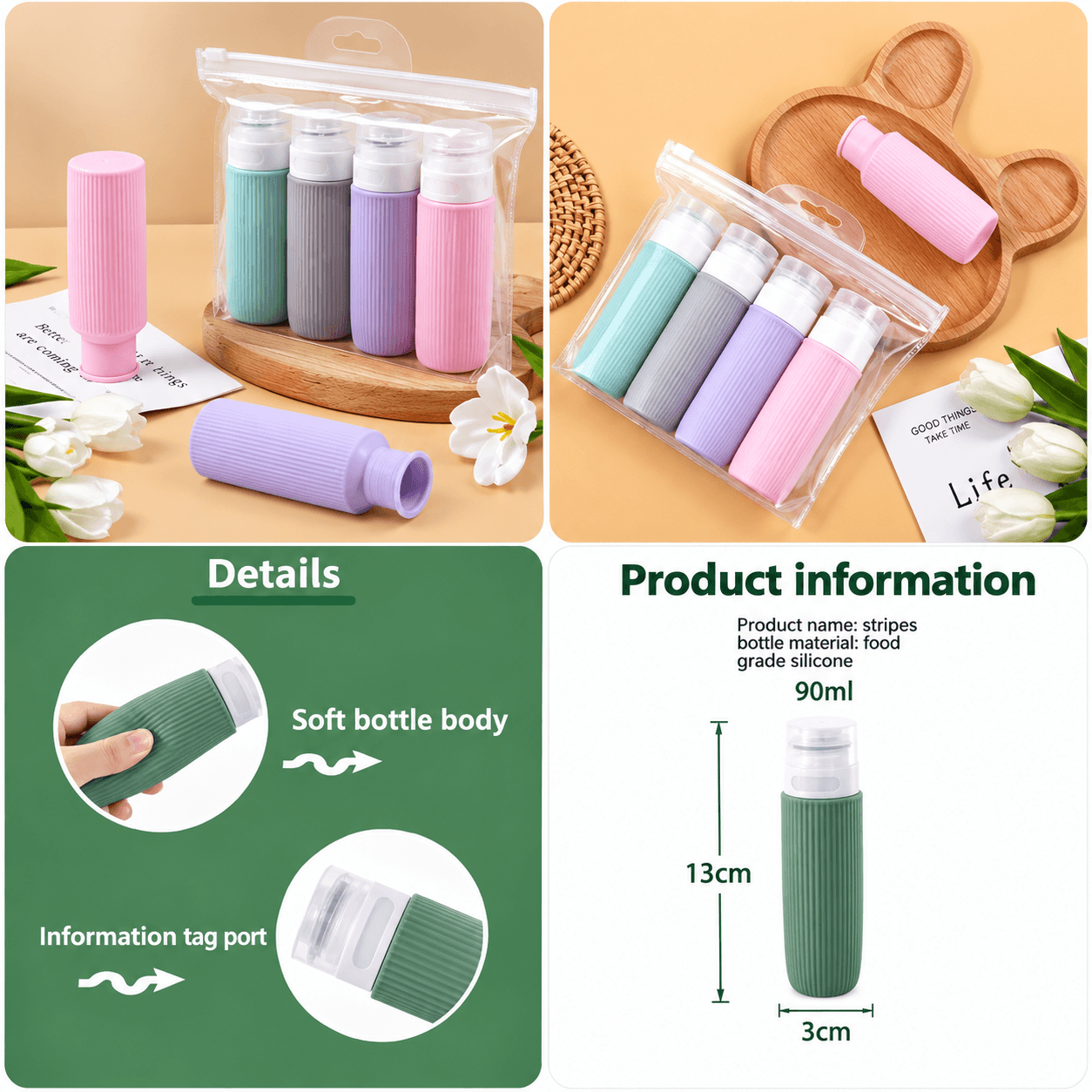 4in1 Silicone Travel split Bottle