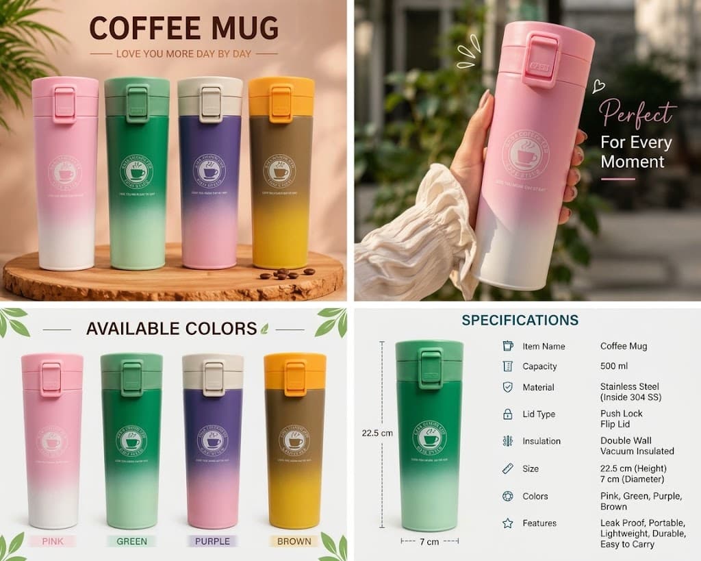 Premium Matt Colour Vaccum Insulated Coffee Cup