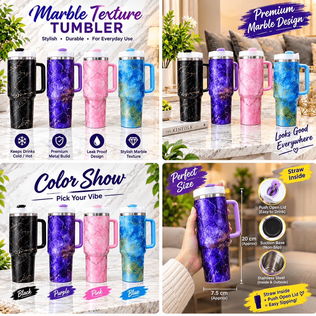 Modern Marble Print Tumbler