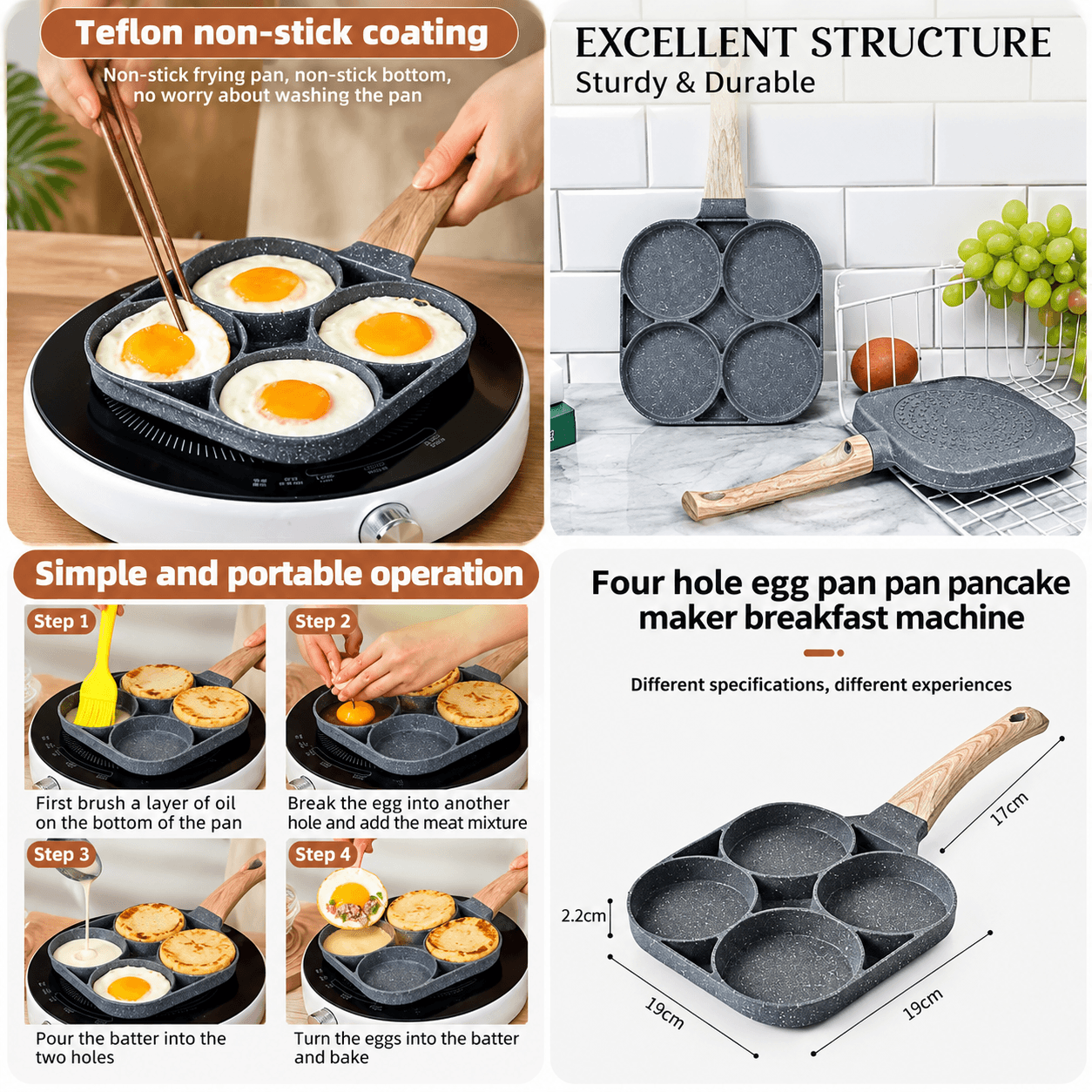 4Mold Non-stick marble fry pan