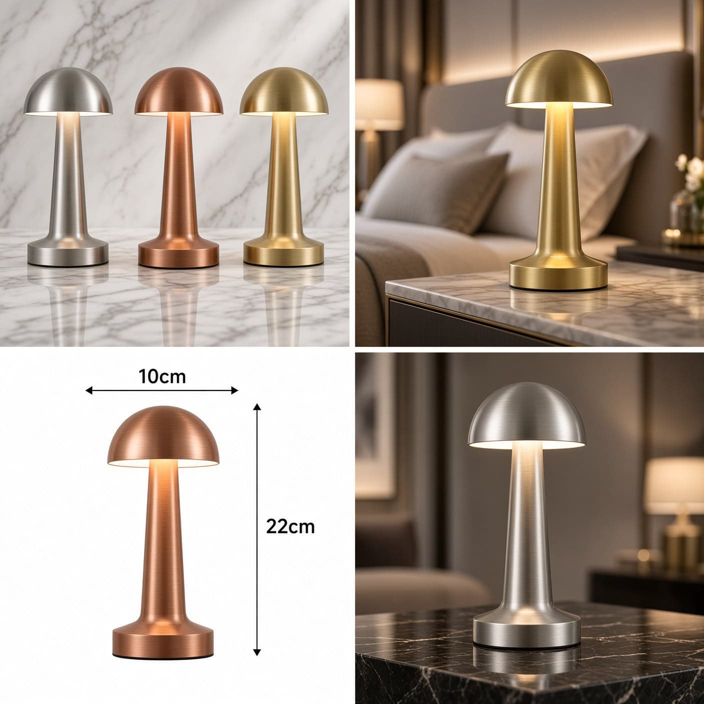 Rechargeable Metal Mushroom Lamp